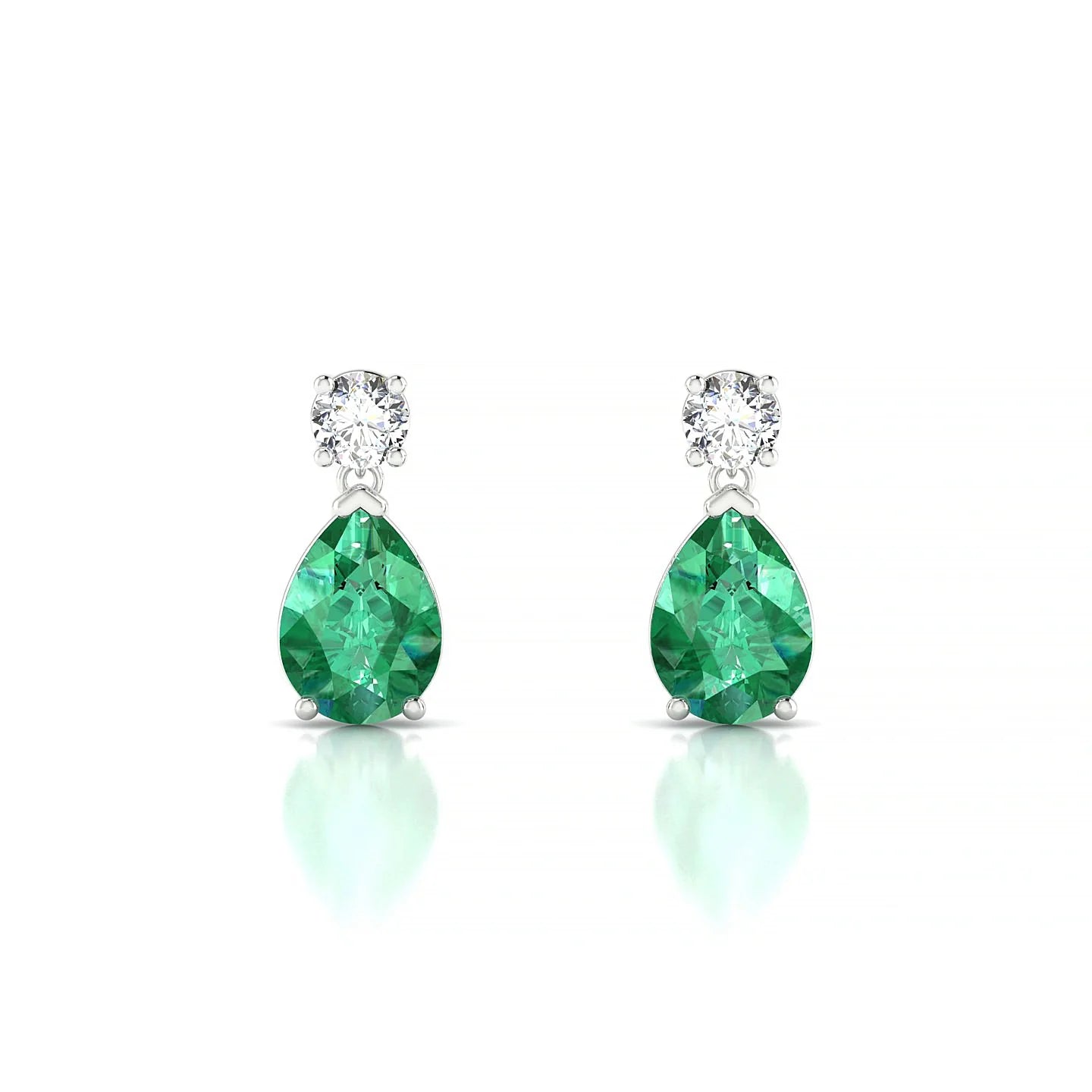Flicker | 18k White Gold 7 x 5 mm Pear Emerald Earrings
