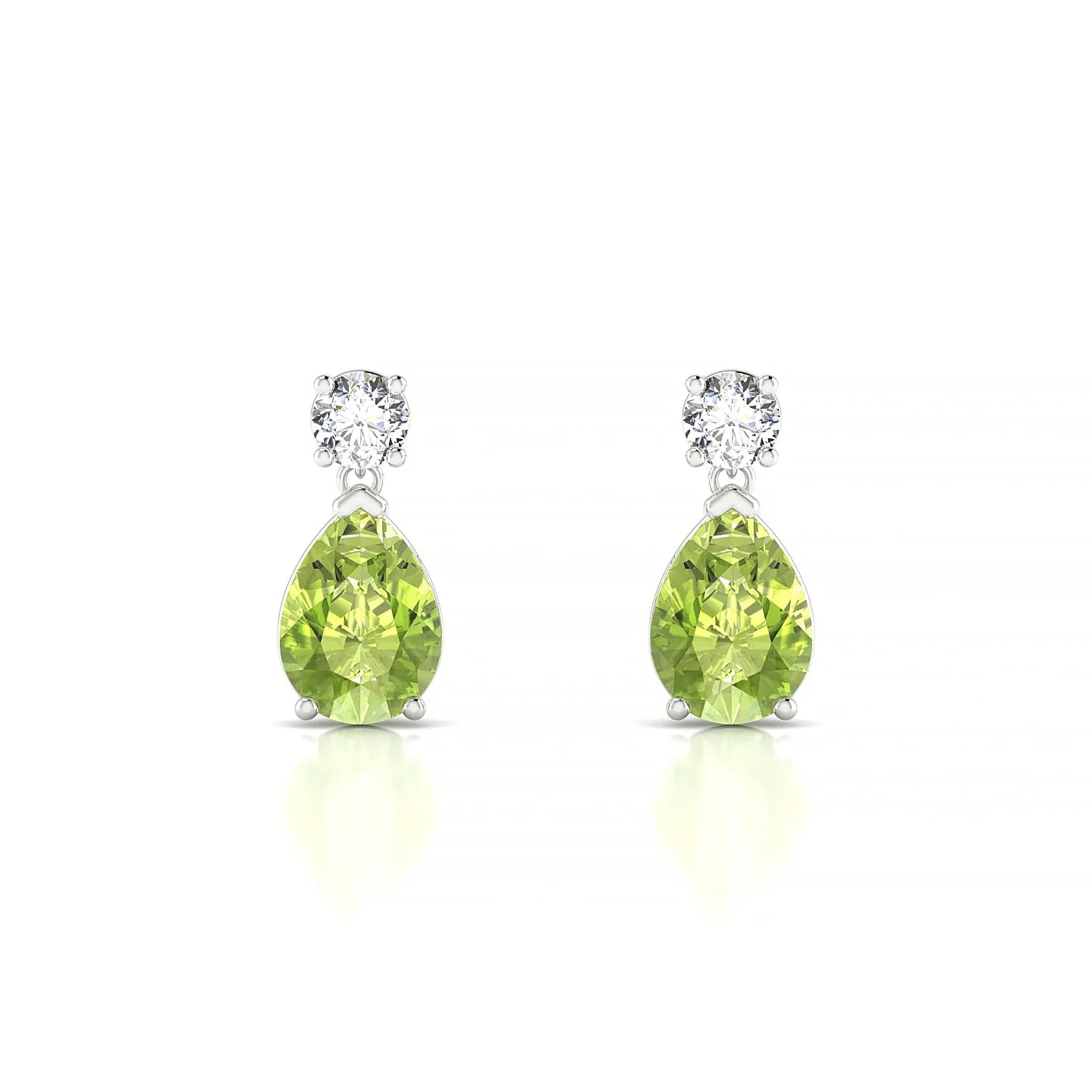 Flicker | 18k White Gold 7 x 5 mm Pear Peridot Earrings