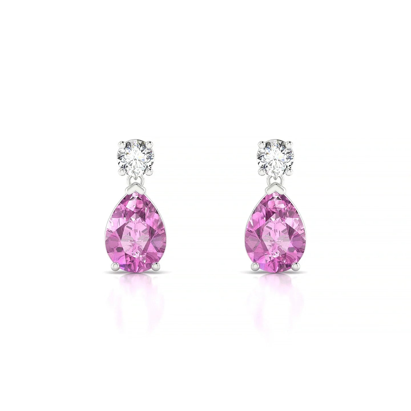 Flicker | 18k White Gold 7 x 5 mm Pear Pink Sapphire Earrings