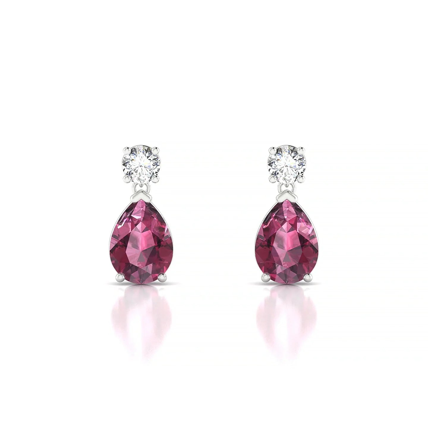 Flicker | 18k White Gold 7 x 5 mm Pear Rhodolite Earrings