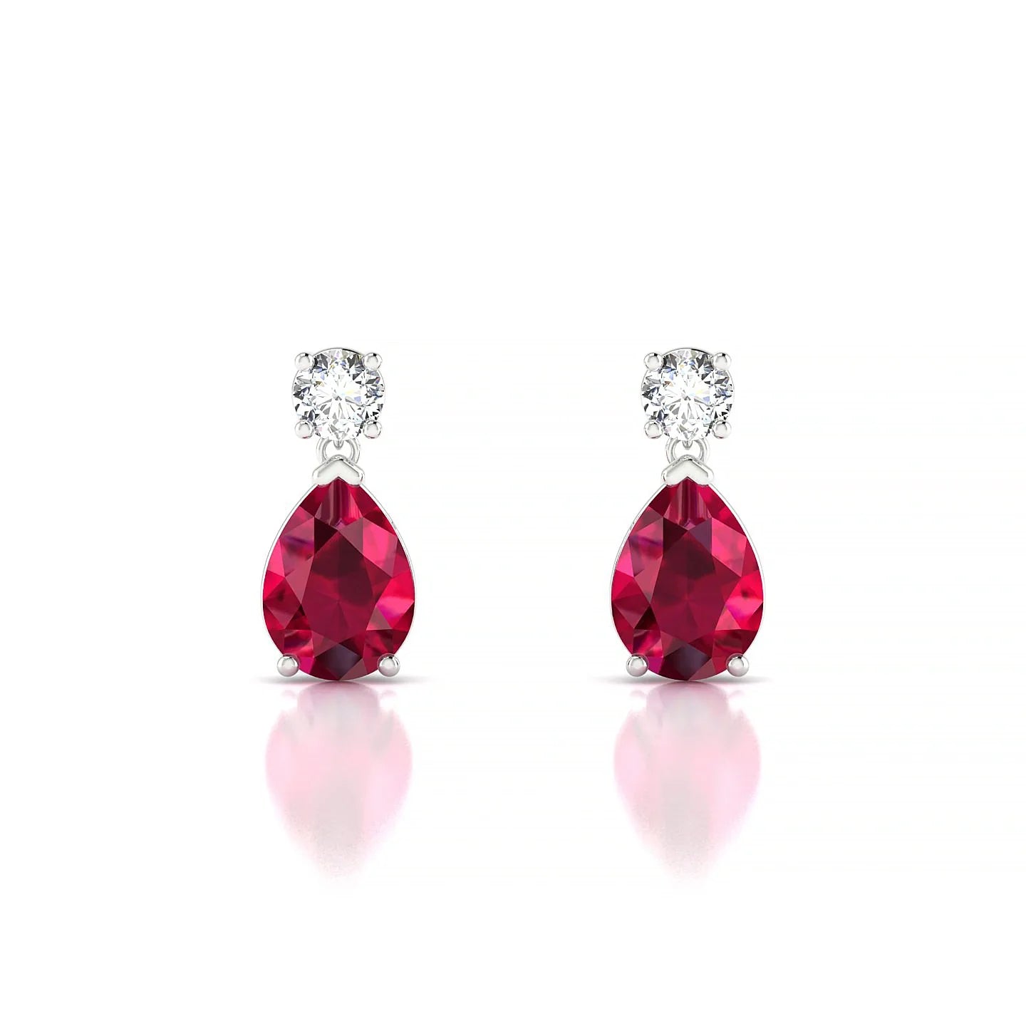 Flicker | 18k White Gold 7 x 5 mm Pear Ruby Earrings