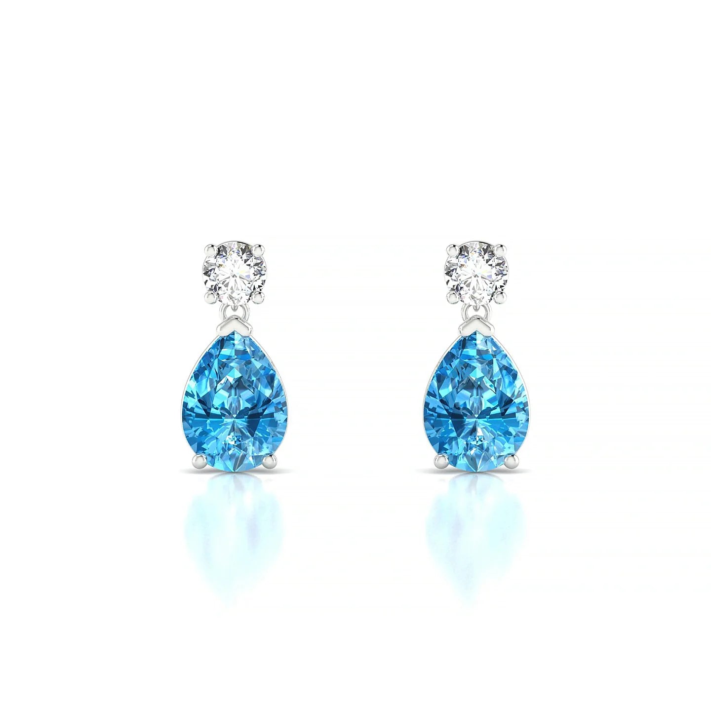 Flicker | 18k White Gold 7 x 5 mm Pear Topaz Earrings