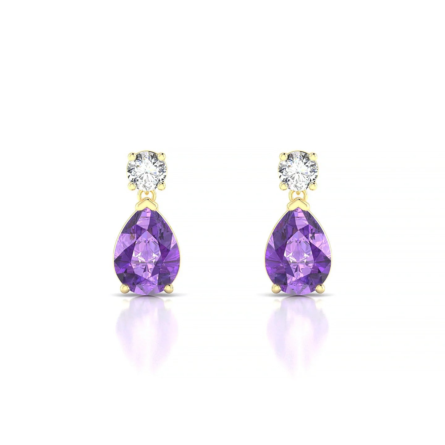 Flicker | 18k Yellow Gold 7 x 5 mm Pear Amethyst Earrings