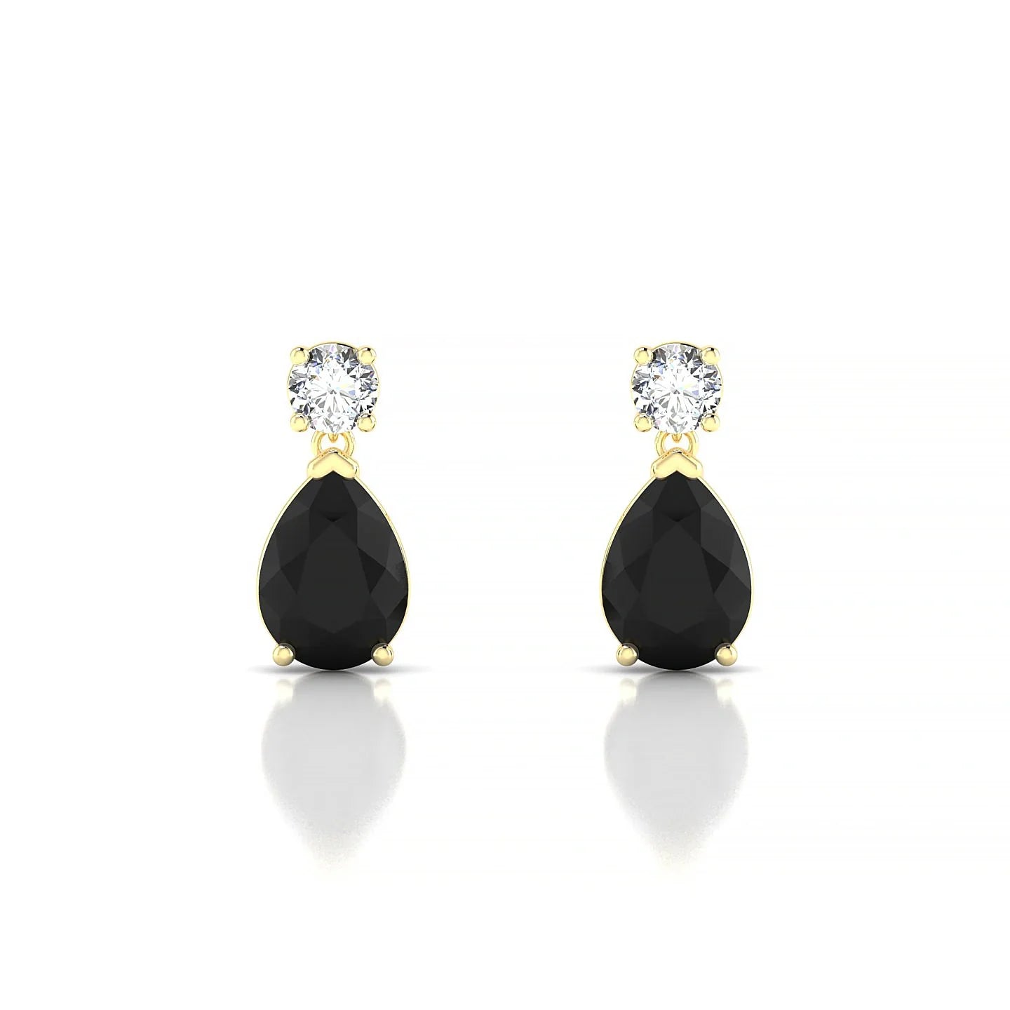 Flicker | 18k Yellow Gold 7 x 5 mm Pear Black Diamond Earrings