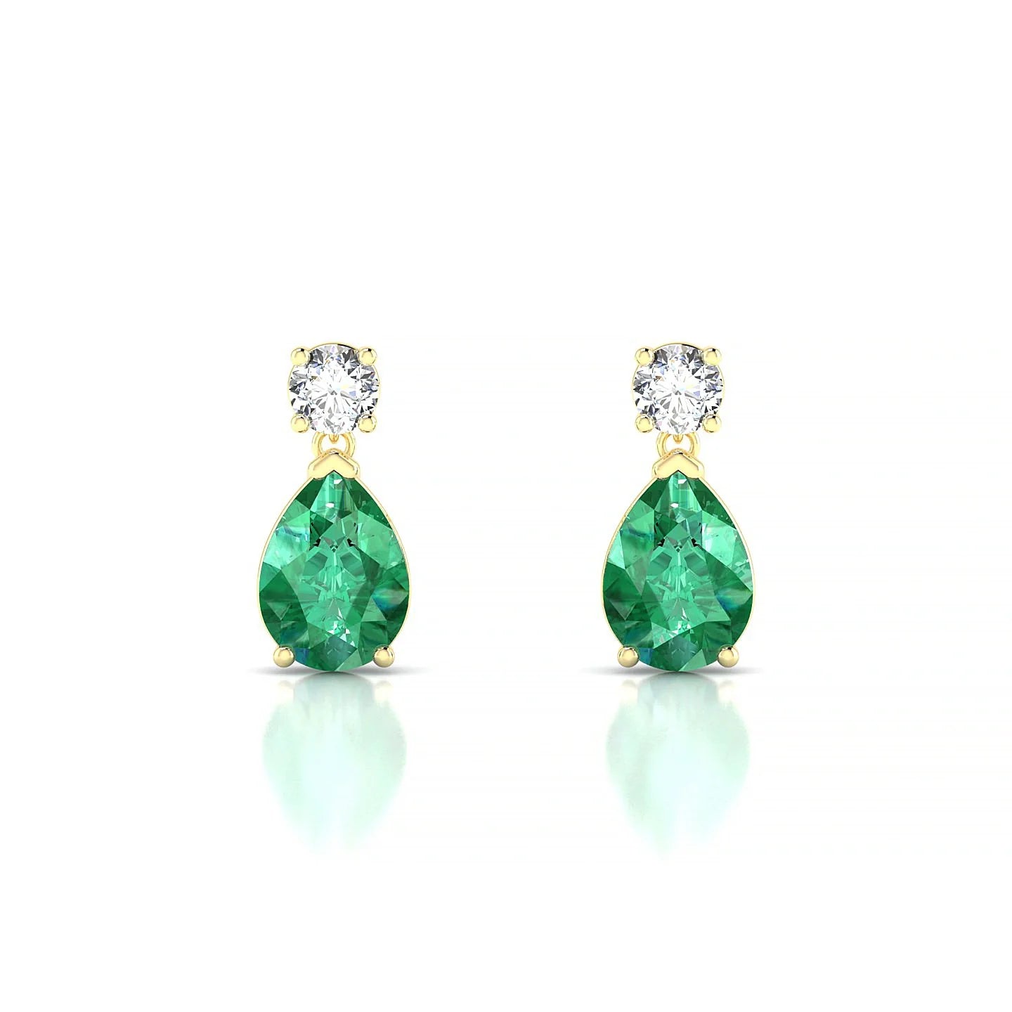 Flicker | 18k Yellow Gold 7 x 5 mm Pear Emerald Earrings
