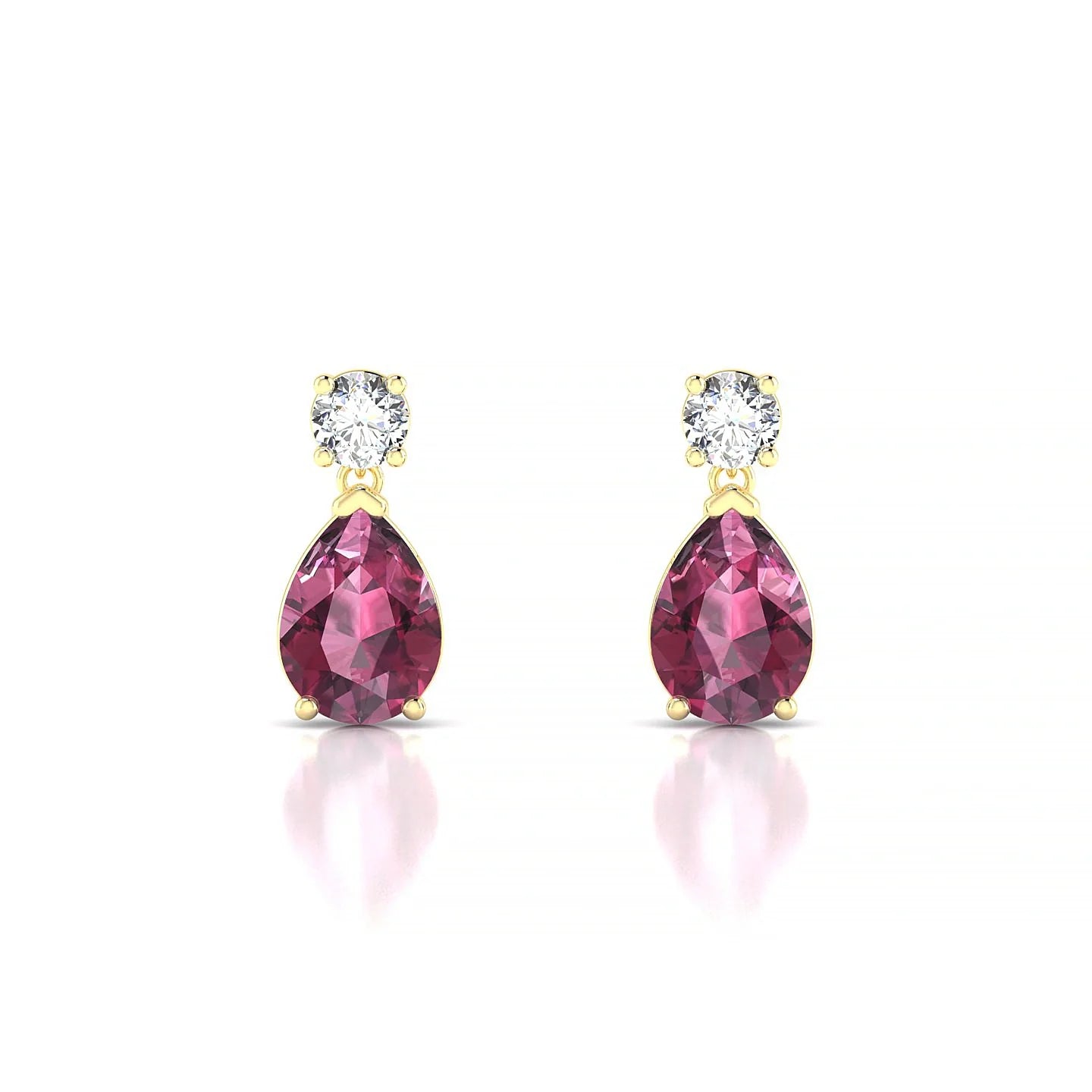 Flicker | 18k Yellow Gold 7 x 5 mm Pear Rhodolite Earrings