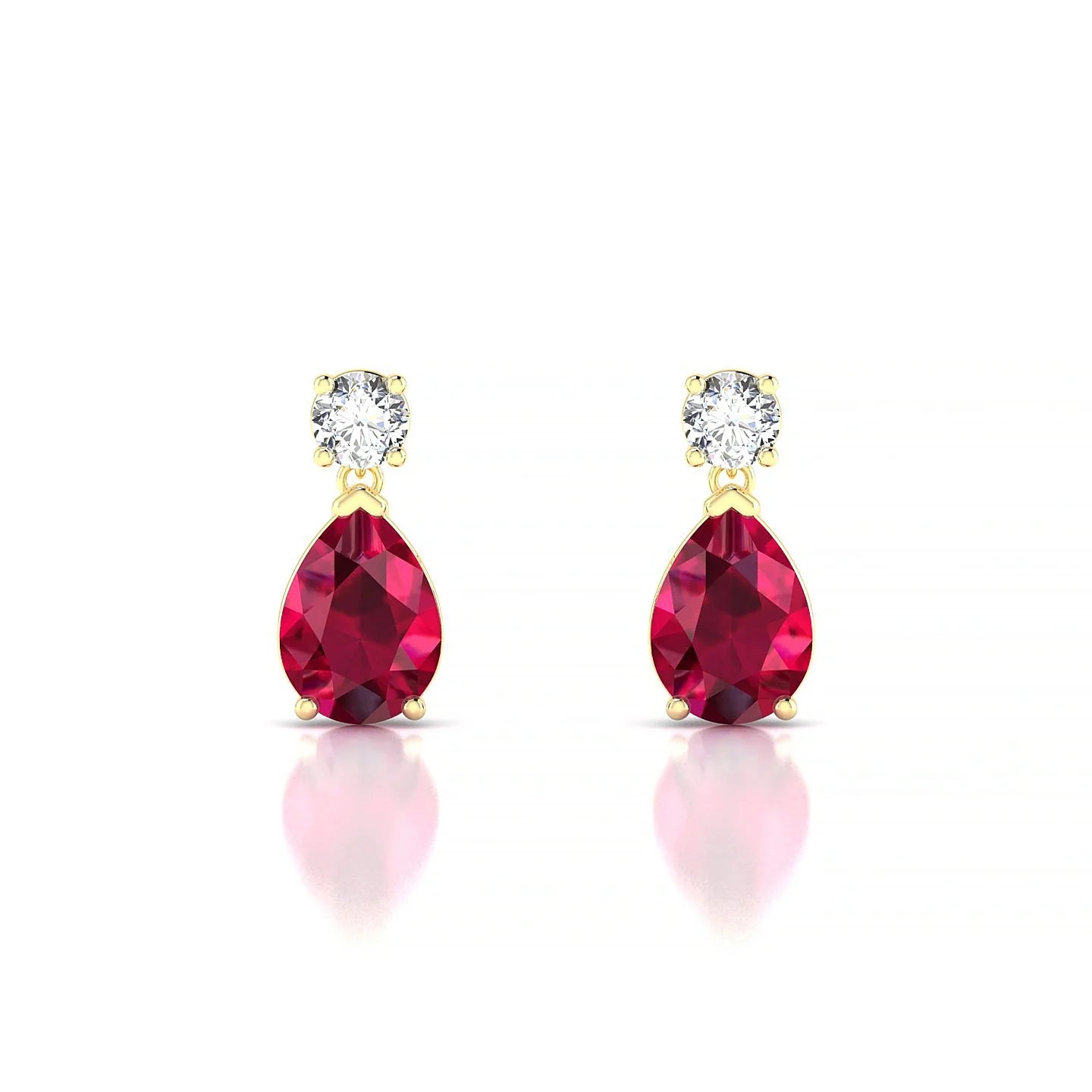 Flicker | 18k Yellow Gold 7 x 5 mm Pear Ruby Earrings