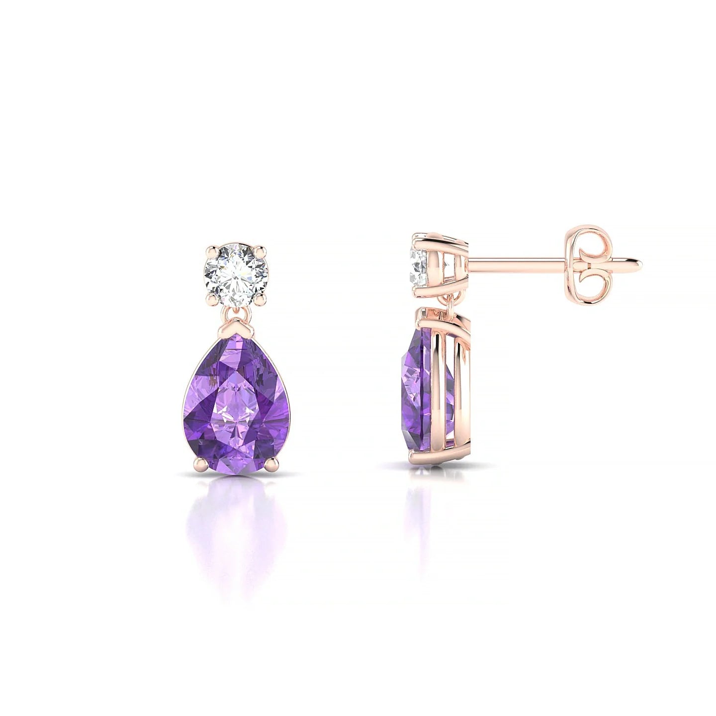 Flicker | 18k Rose Gold 7 x 5 mm Pear Amethyst Earrings