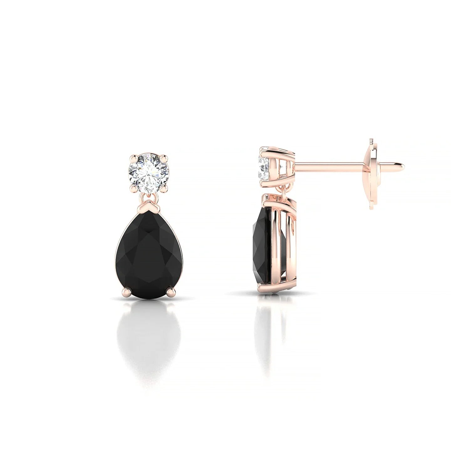 Flicker | 18k Rose Gold 7 x 5 mm Pear Black Diamond Earrings