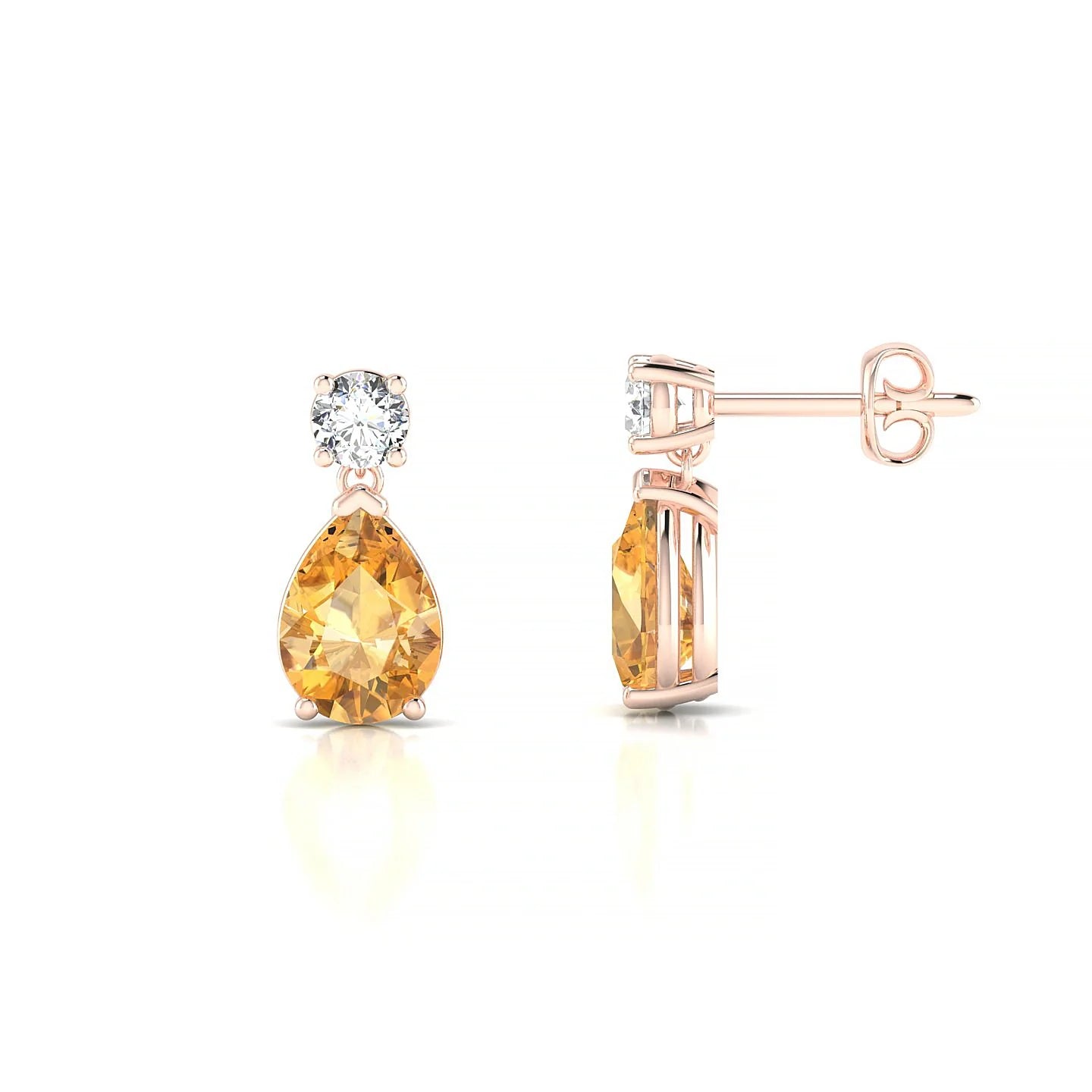 Flicker | 18k Rose Gold 7 x 5 mm Pear Citrine Earrings