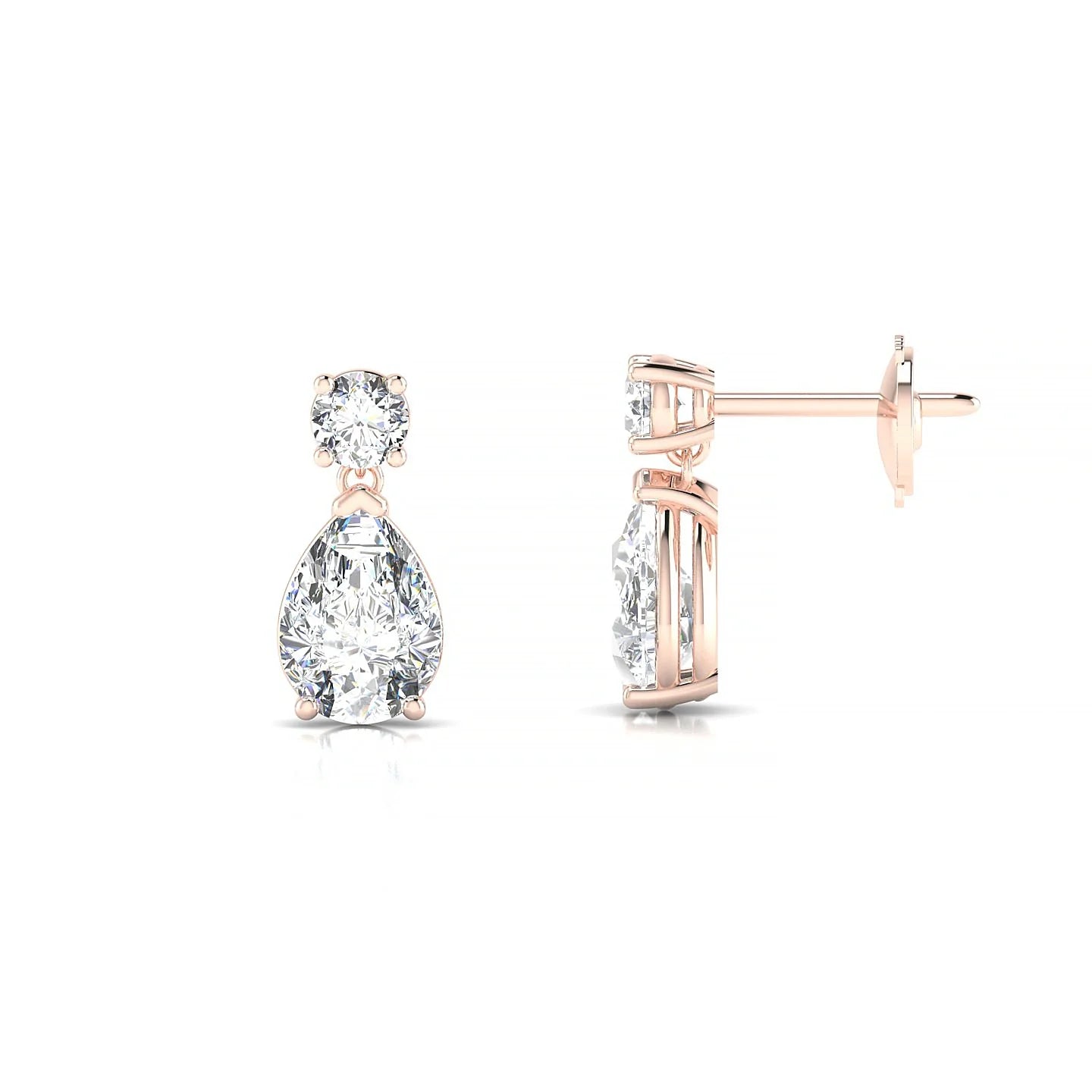 Flicker | 18k Rose Gold 7 x 5 mm Pear Diamond Earrings