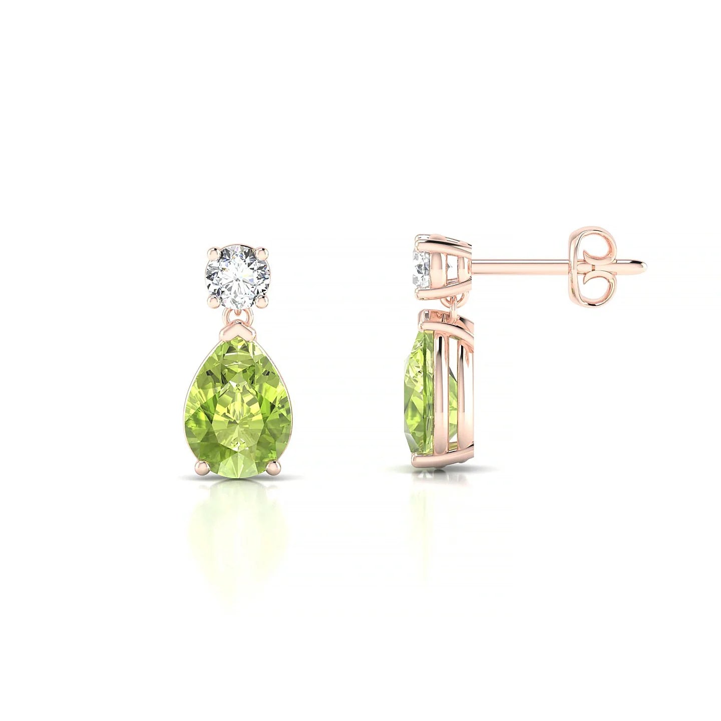 Flicker | 18k Rose Gold 7 x 5 mm Pear Peridot Earrings