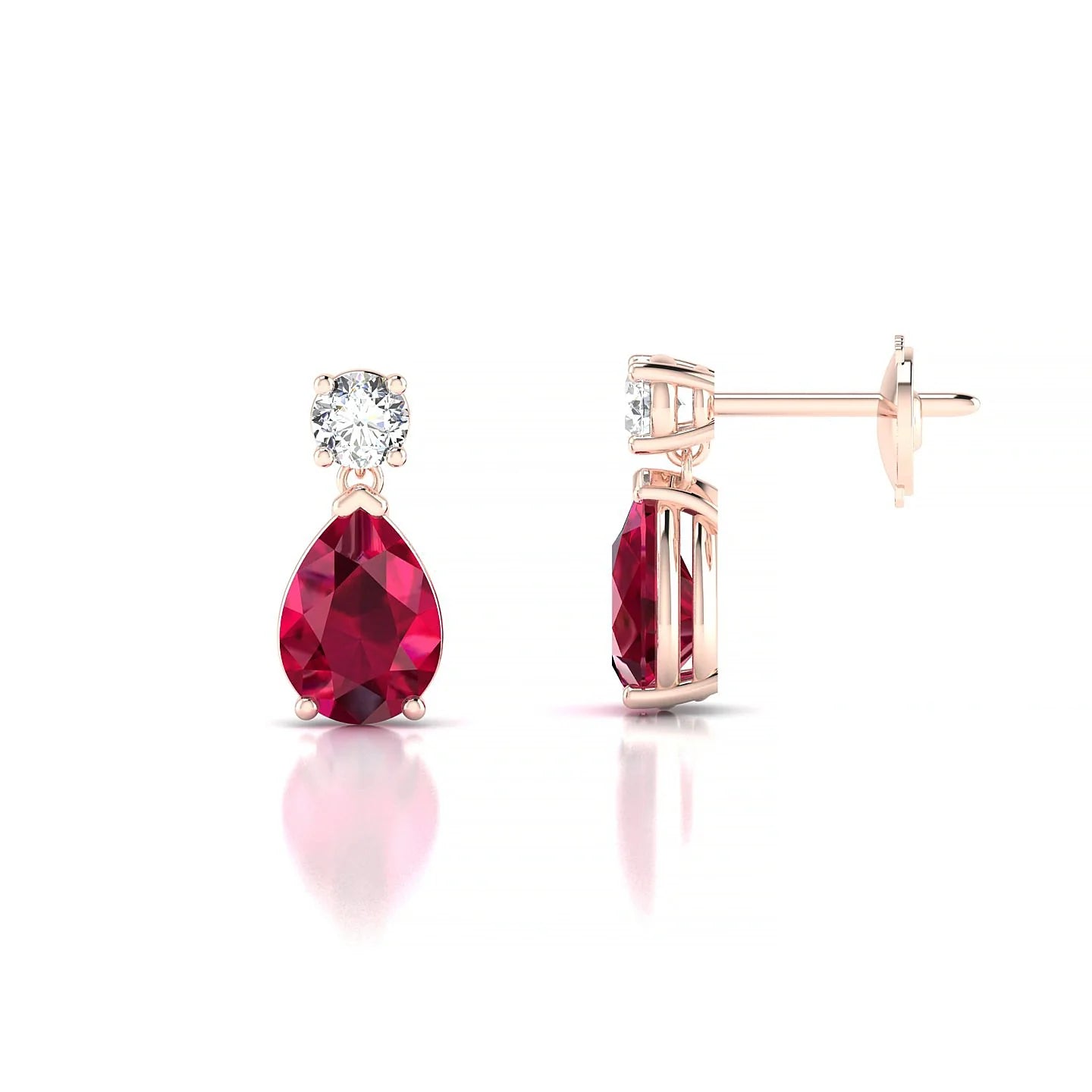Flicker | 18k Rose Gold 7 x 5 mm Pear Ruby Earrings