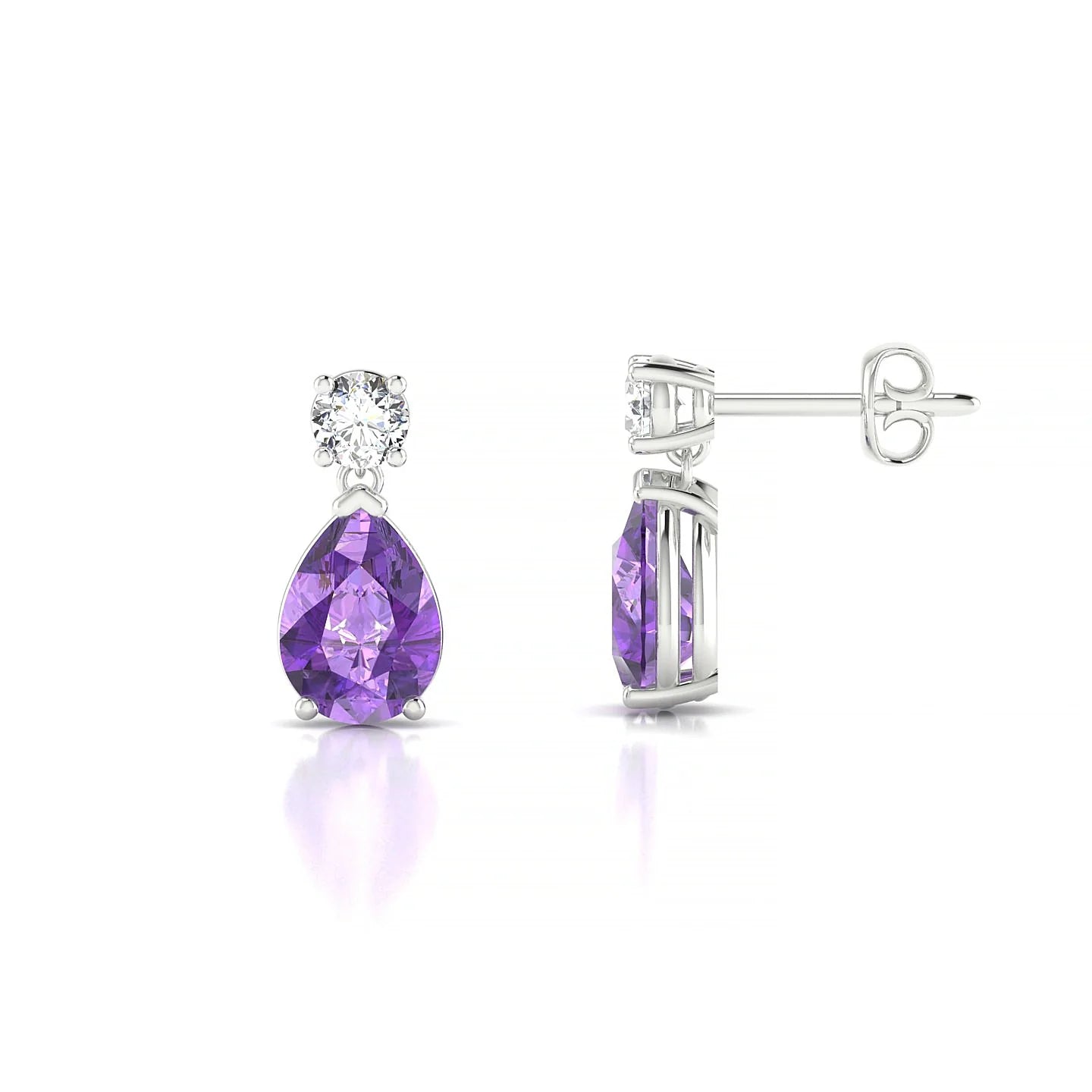 Flicker | 18k White Gold 7 x 5 mm Pear Amethyst Earrings