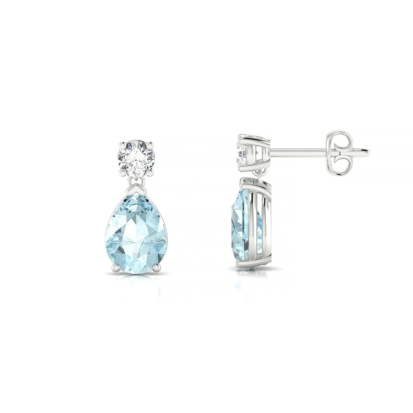 Flicker | 18k White Gold 7 x 5 mm Pear Aquamarine Earrings