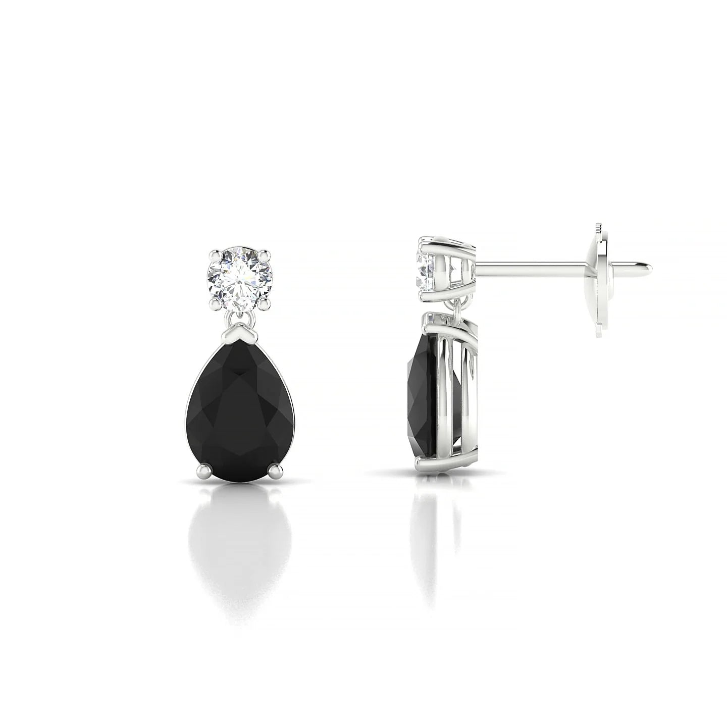 Flicker | 18k White Gold 7 x 5 mm Pear Black Diamond Earrings