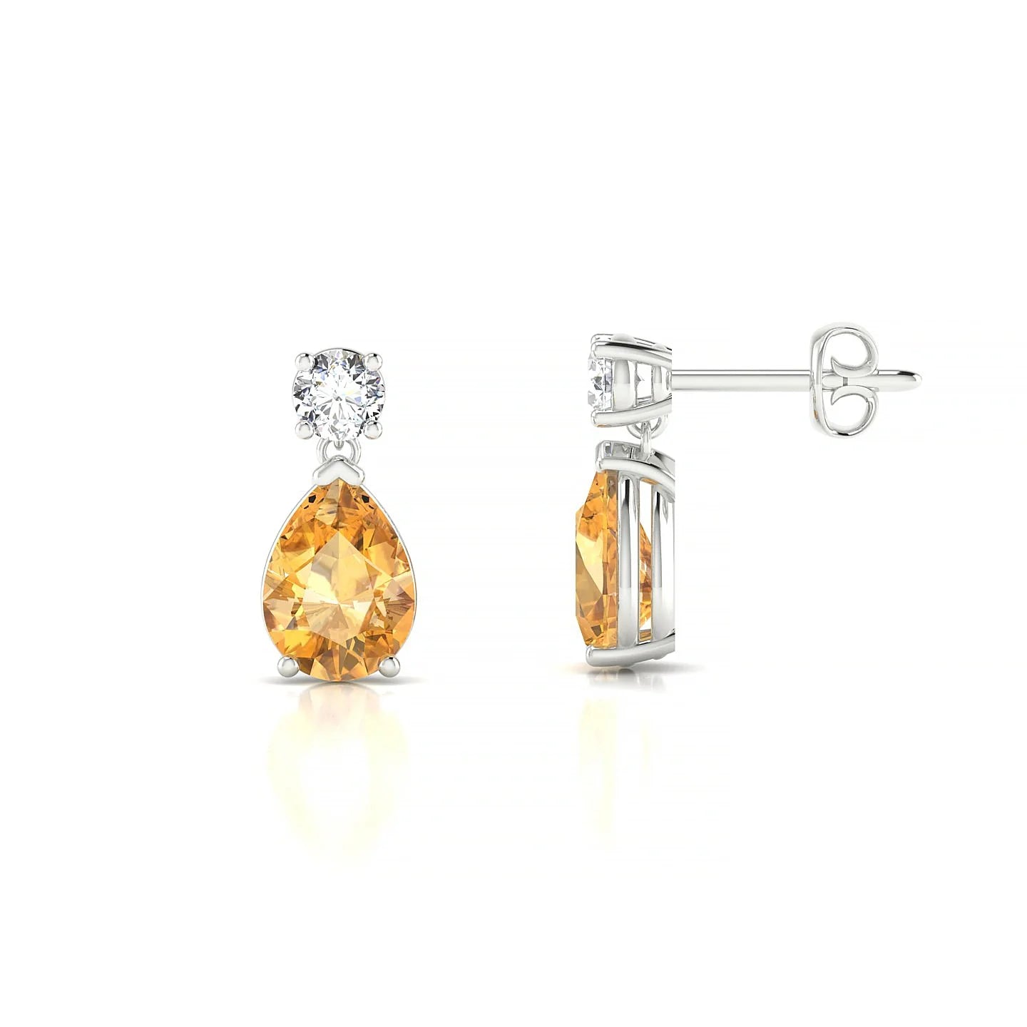 Flicker | 18k White Gold 7 x 5 mm Pear Citrine Earrings