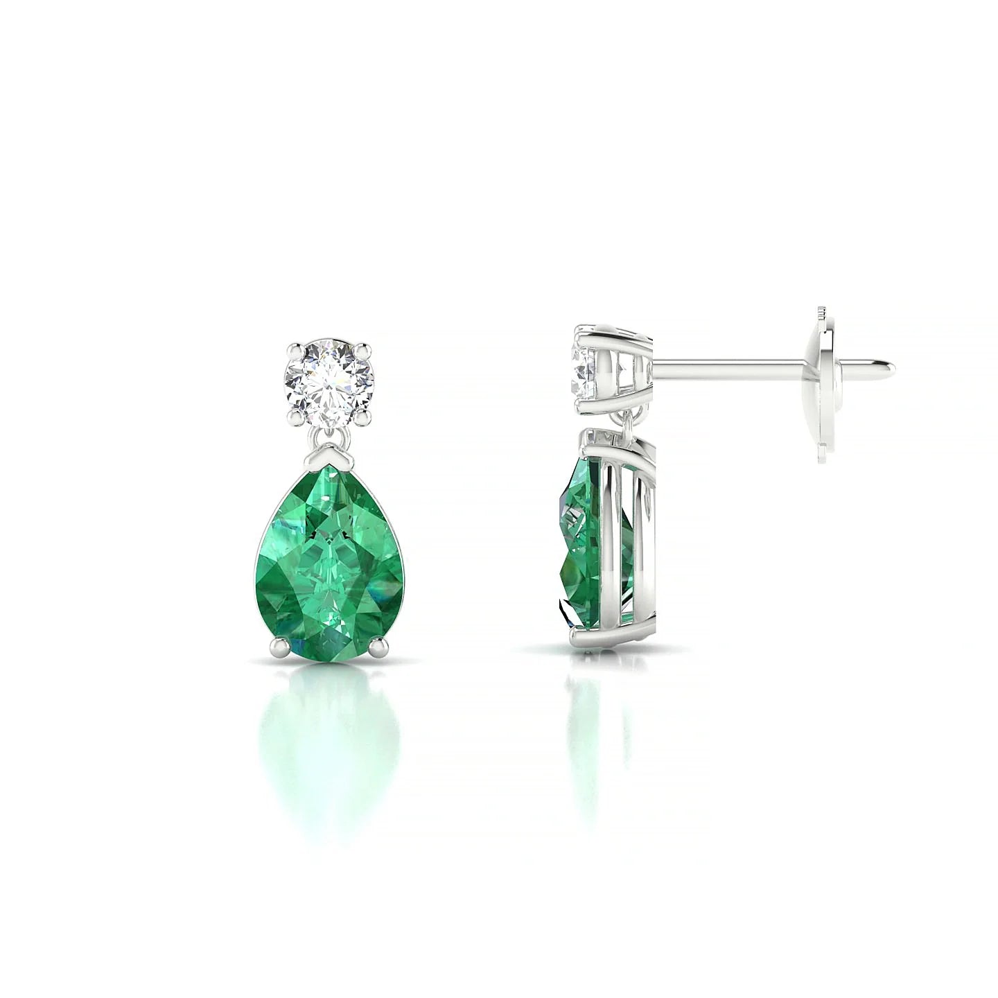 Flicker | 18k White Gold 7 x 5 mm Pear Emerald Earrings