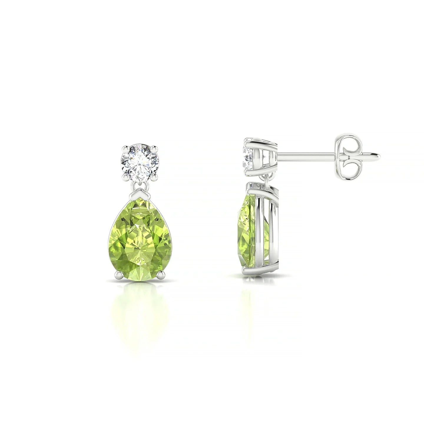 Flicker | 18k White Gold 7 x 5 mm Pear Peridot Earrings