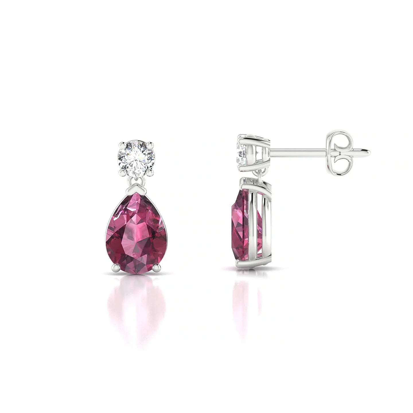 Flicker | 18k White Gold 7 x 5 mm Pear Rhodolite Earrings