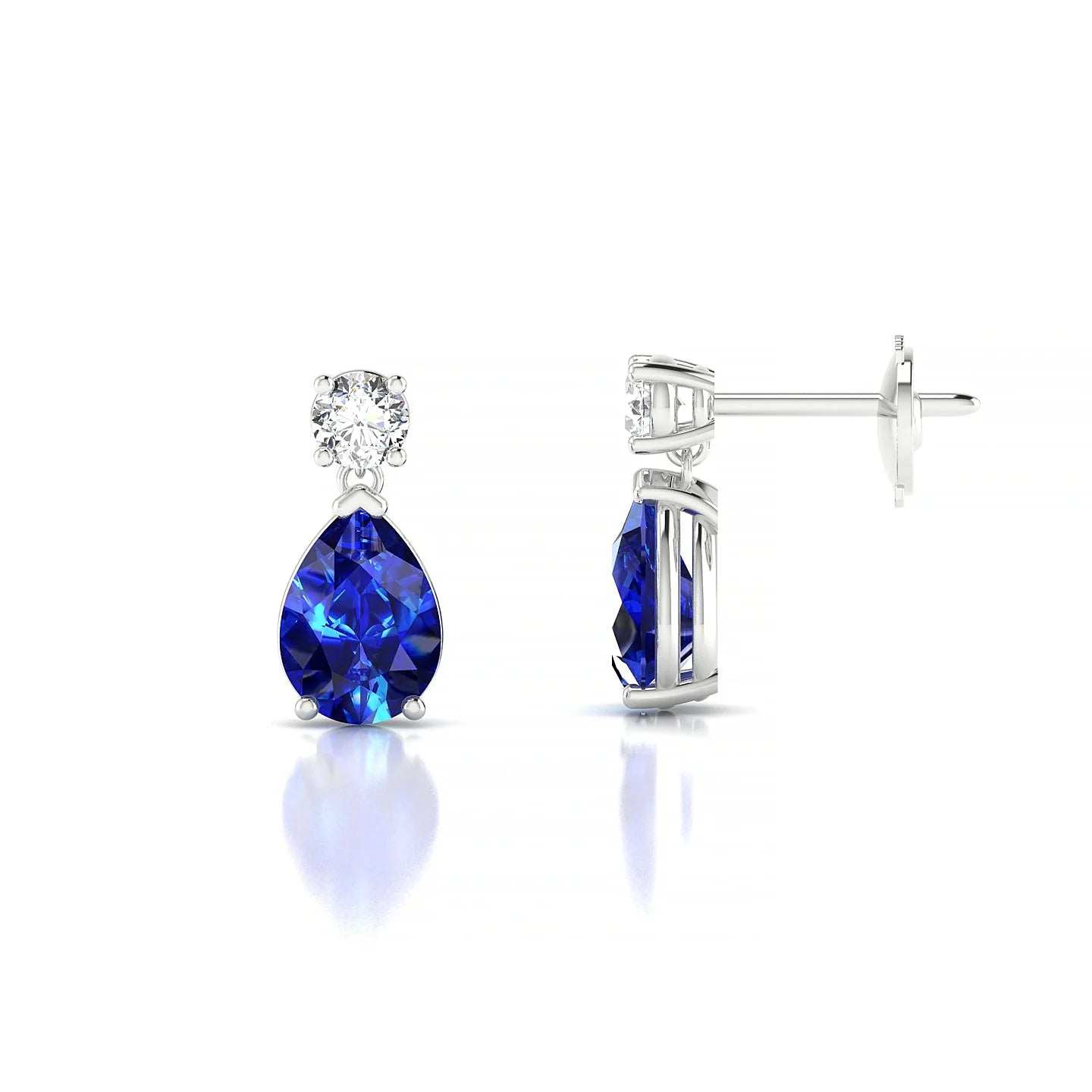Flicker | 18k White Gold 7 x 5 mm Pear Sapphire Earrings