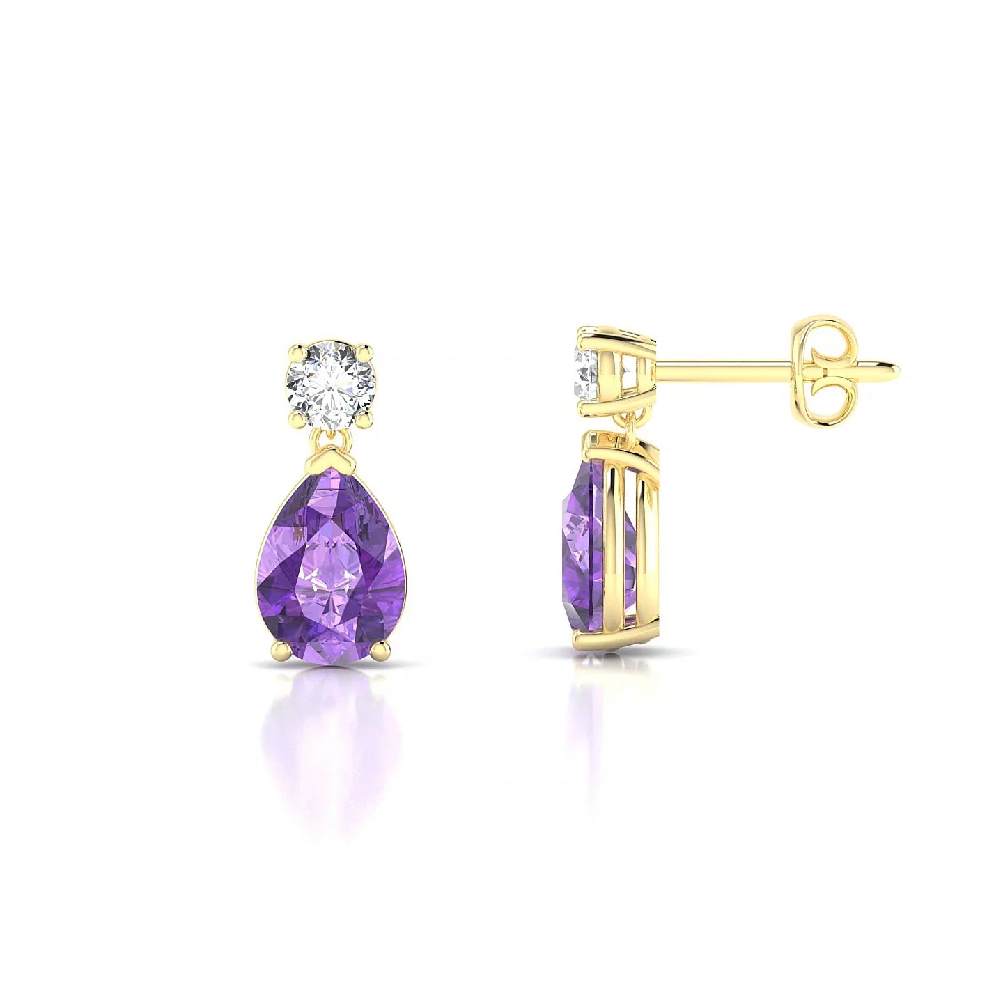 Flicker | 18k Yellow Gold 7 x 5 mm Pear Amethyst Earrings