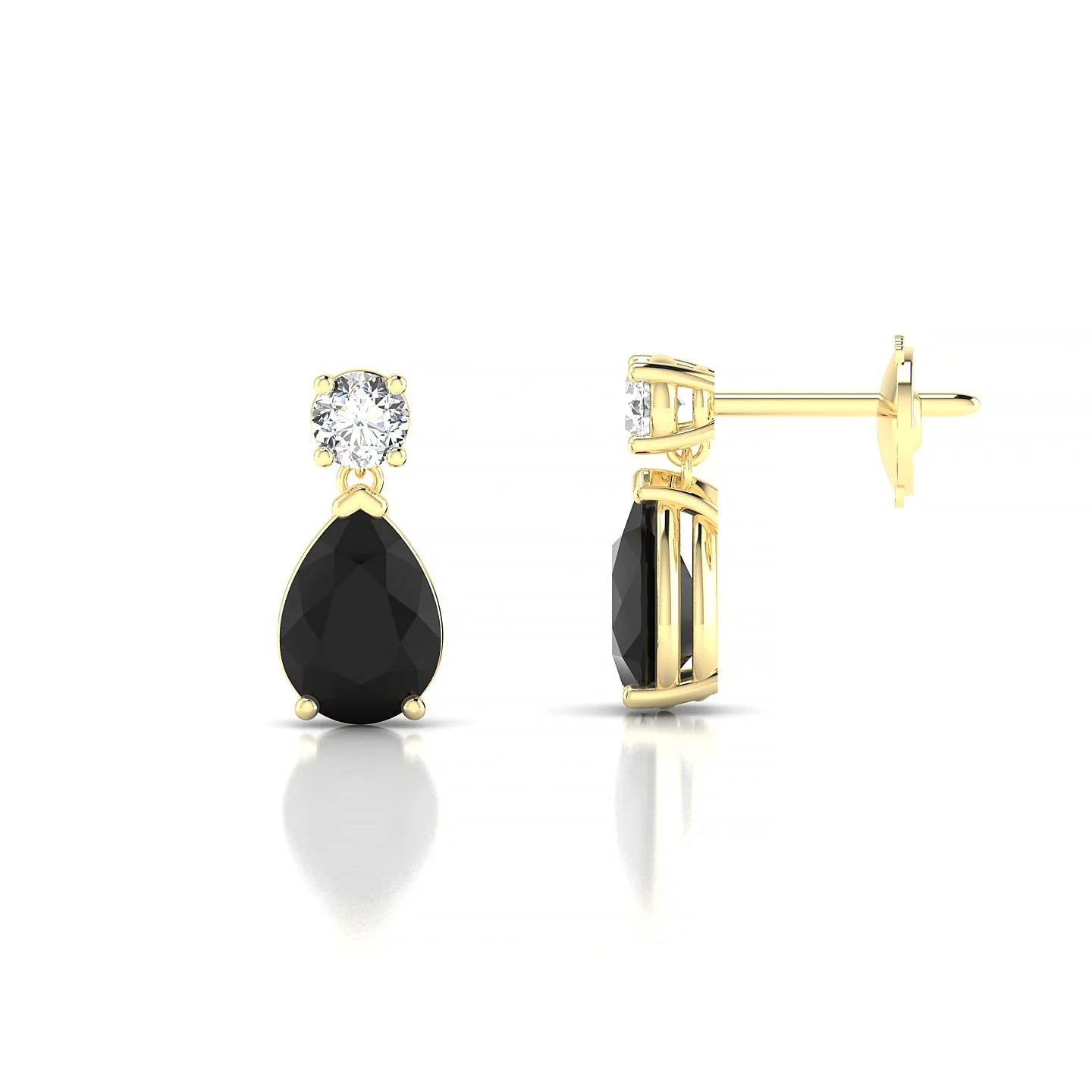 Flicker | 18k Yellow Gold 7 x 5 mm Pear Black Diamond Earrings