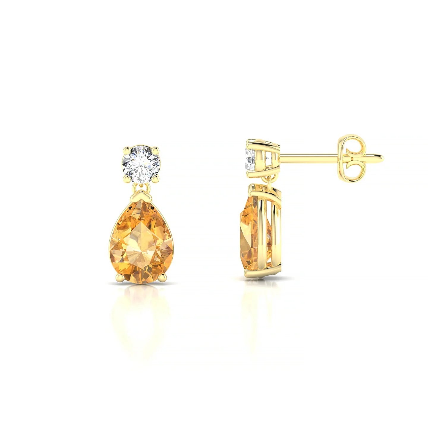 Flicker | 18k Yellow Gold 7 x 5 mm Pear Citrine Earrings