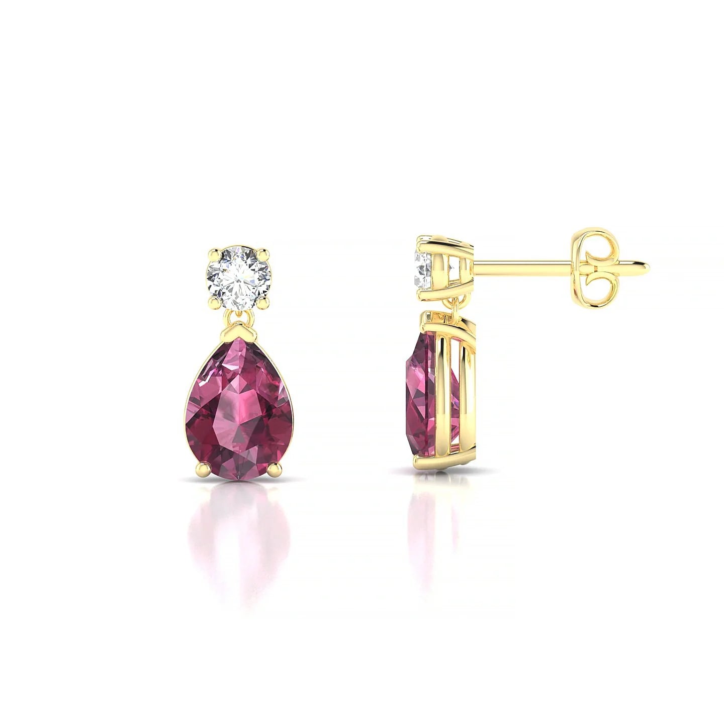Flicker | 18k Yellow Gold 7 x 5 mm Pear Rhodolite Earrings