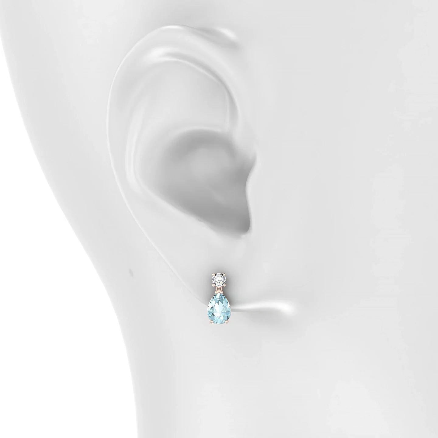 Flicker | 18k Rose Gold 7 x 5 mm Pear Aquamarine Earrings