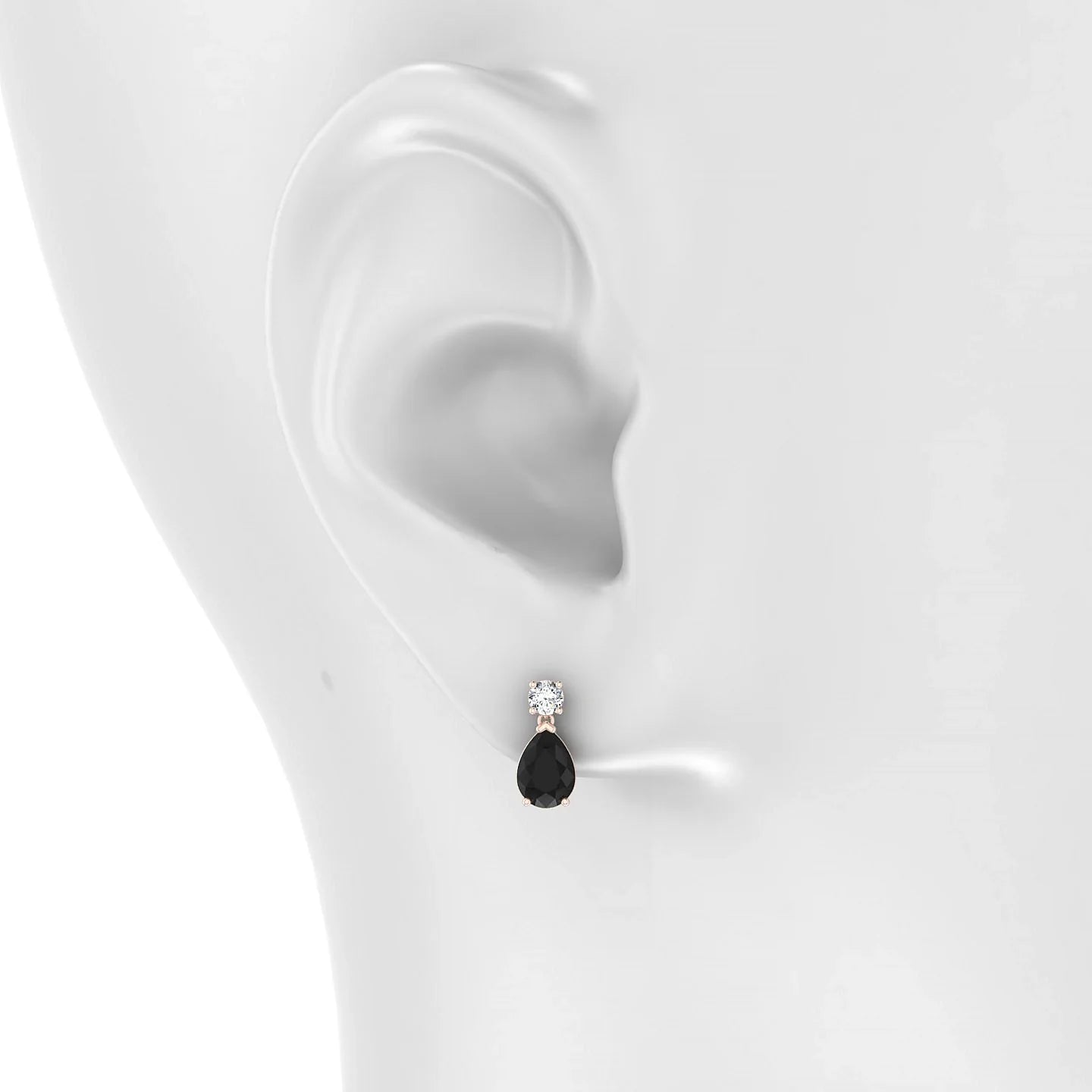 Flicker | 18k Rose Gold 7 x 5 mm Pear Black Diamond Earrings