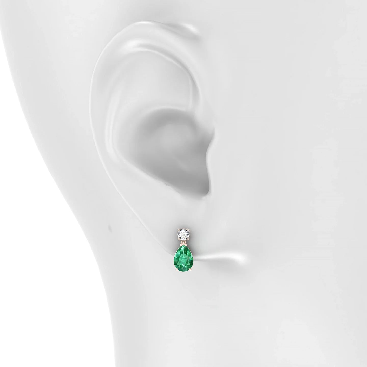 Flicker | 18k Rose Gold 7 x 5 mm Pear Emerald Earrings