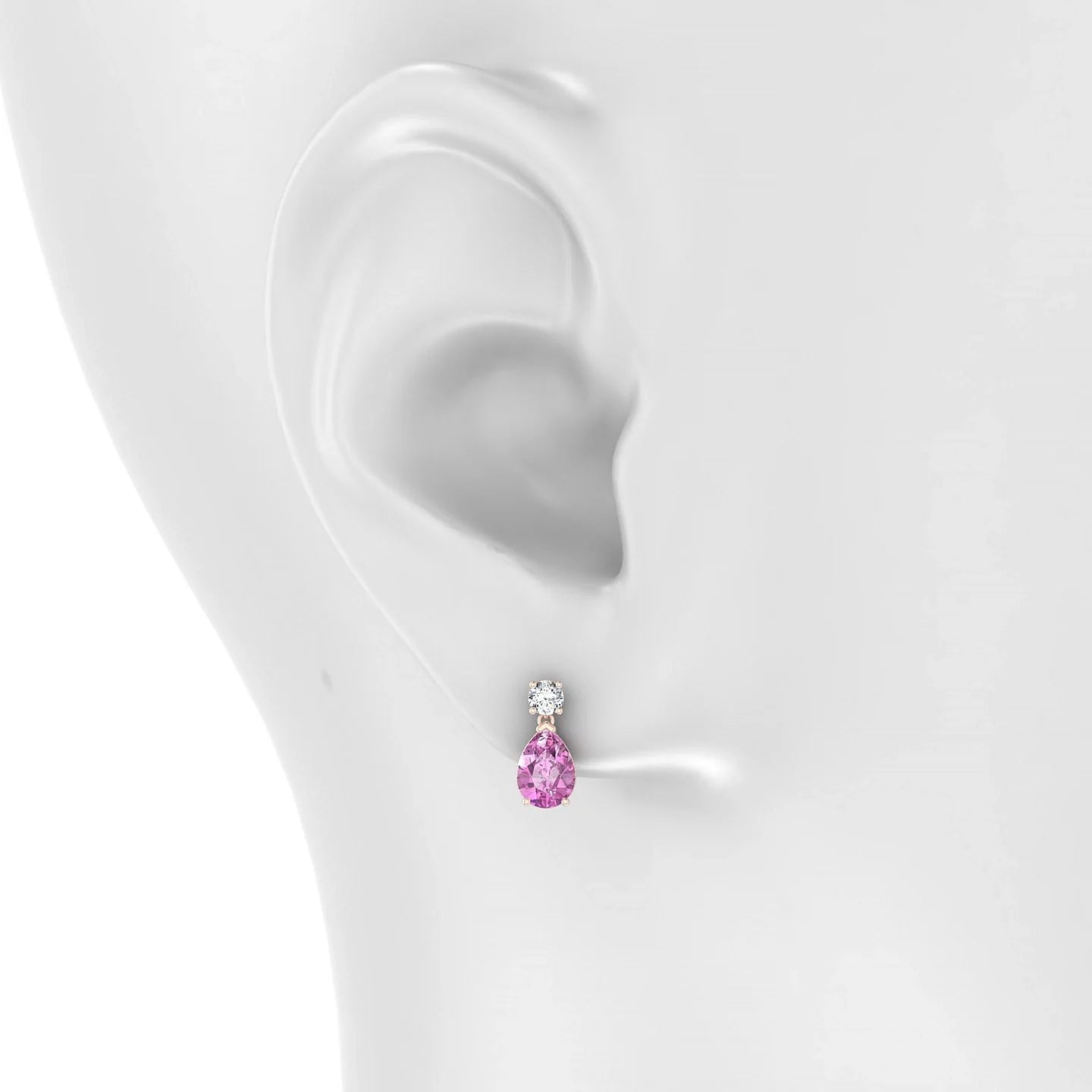 Flicker | 18k Rose Gold 7 x 5 mm Pear Pink Sapphire Earrings