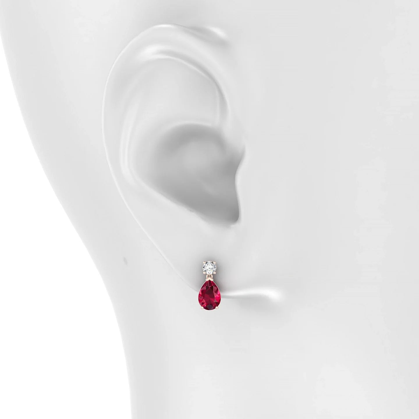 Flicker | 18k Rose Gold 7 x 5 mm Pear Ruby Earrings