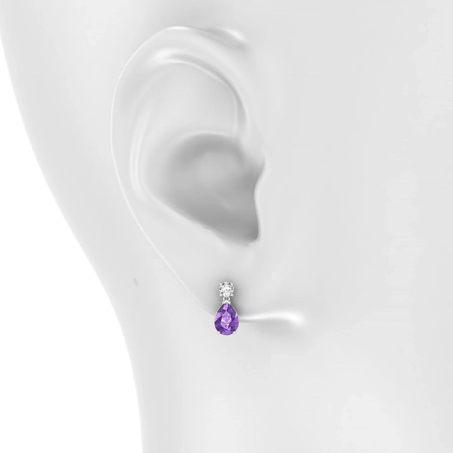 Flicker | 18k White Gold 7 x 5 mm Pear Amethyst Earrings