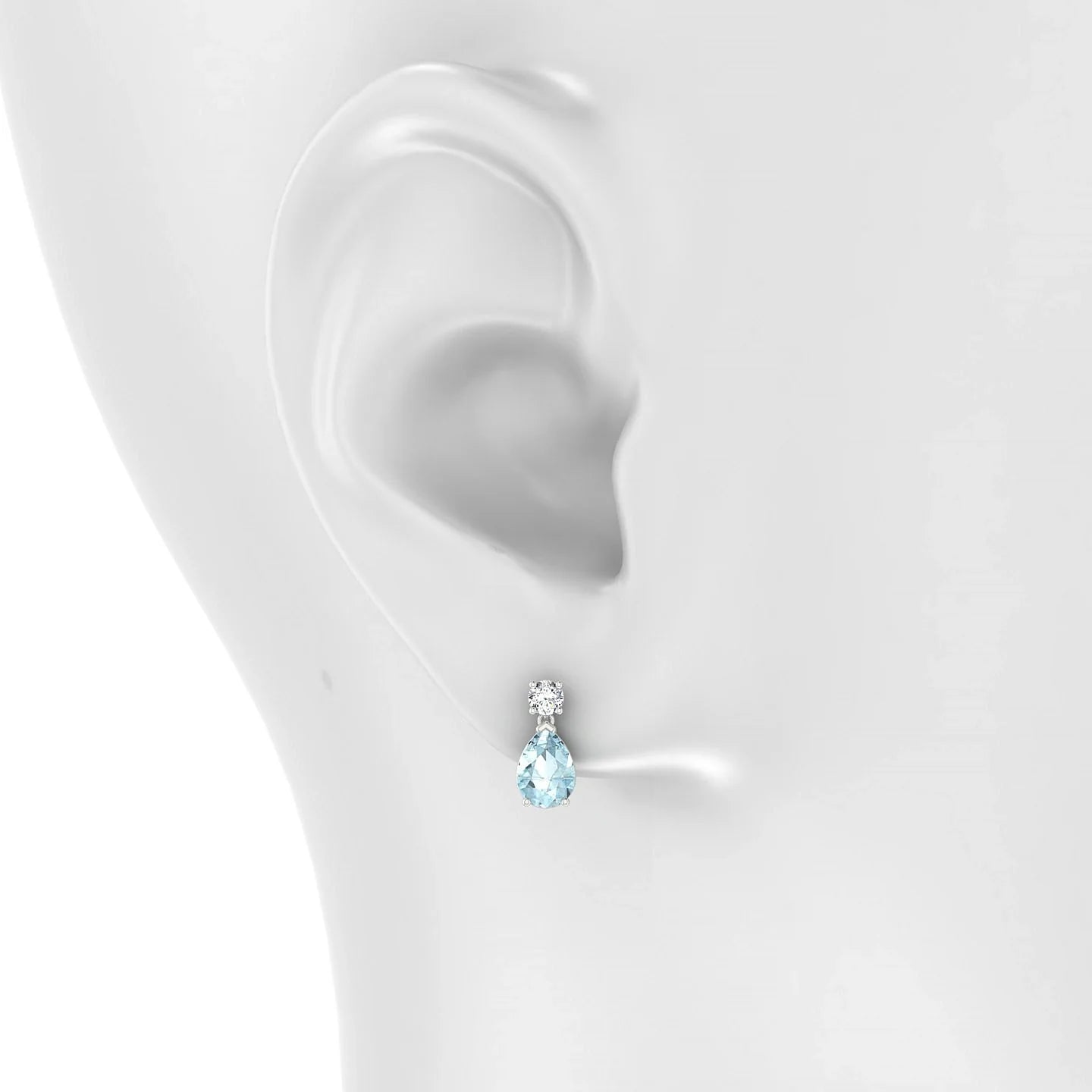 Flicker | 18k White Gold 7 x 5 mm Pear Aquamarine Earrings