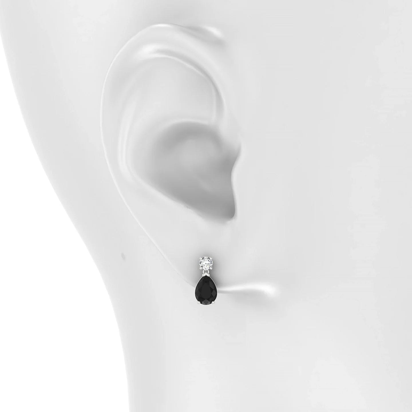 Flicker | 18k White Gold 7 x 5 mm Pear Black Diamond Earrings