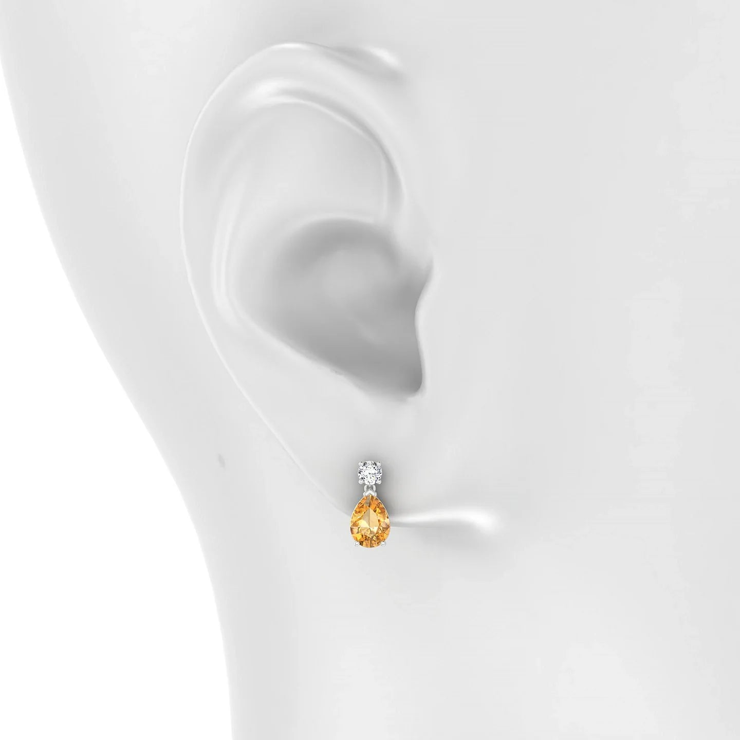 Flicker | 18k White Gold 7 x 5 mm Pear Citrine Earrings