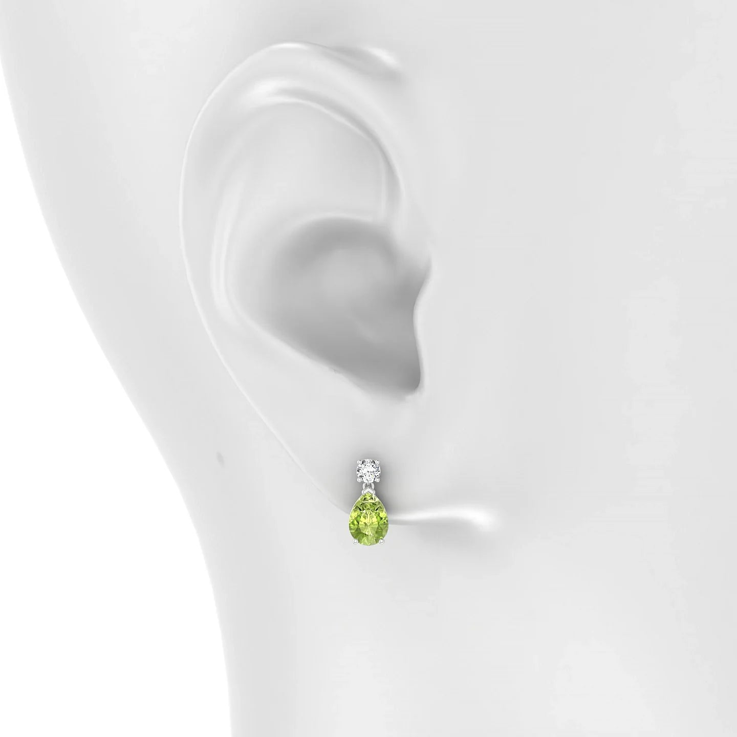 Flicker | 18k White Gold 7 x 5 mm Pear Peridot Earrings