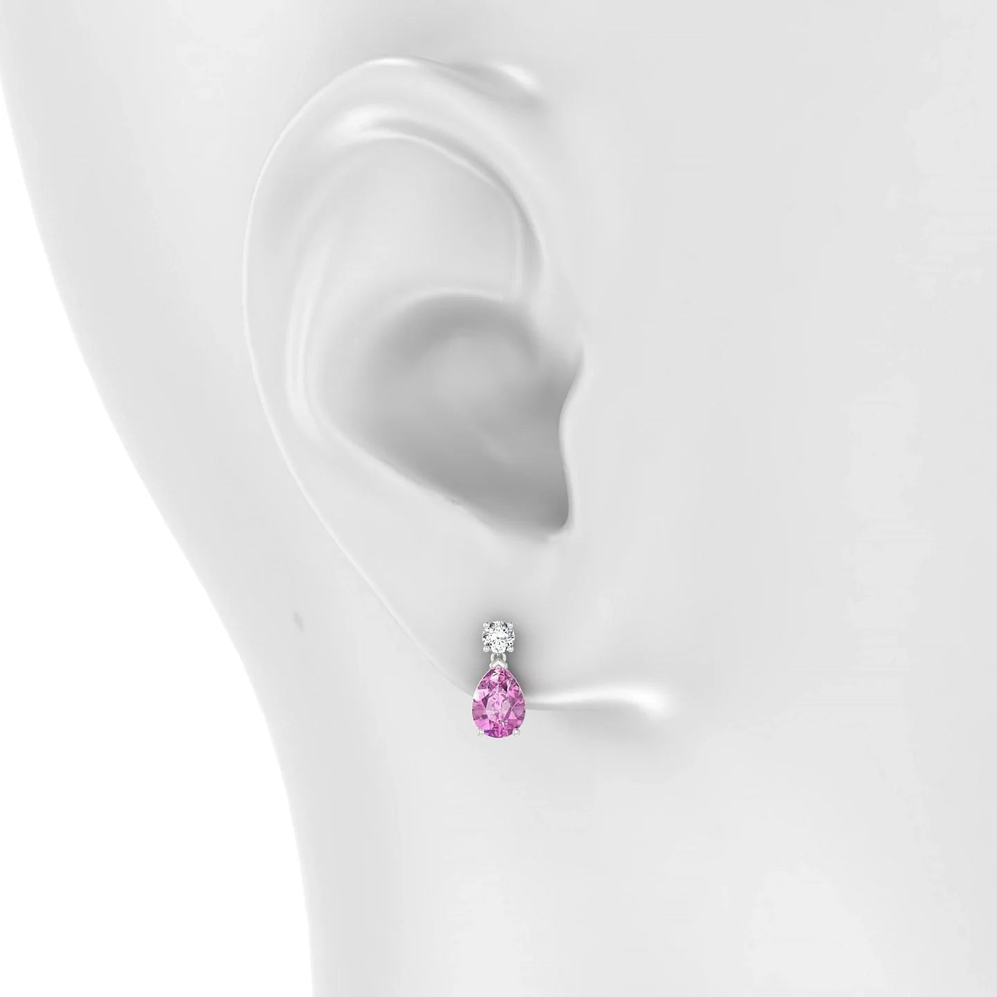 Flicker | 18k White Gold 7 x 5 mm Pear Pink Sapphire Earrings