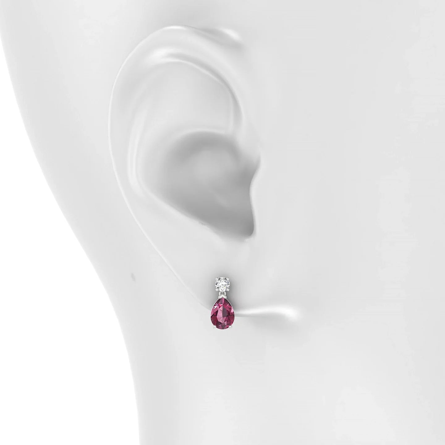 Flicker | 18k White Gold 7 x 5 mm Pear Rhodolite Earrings