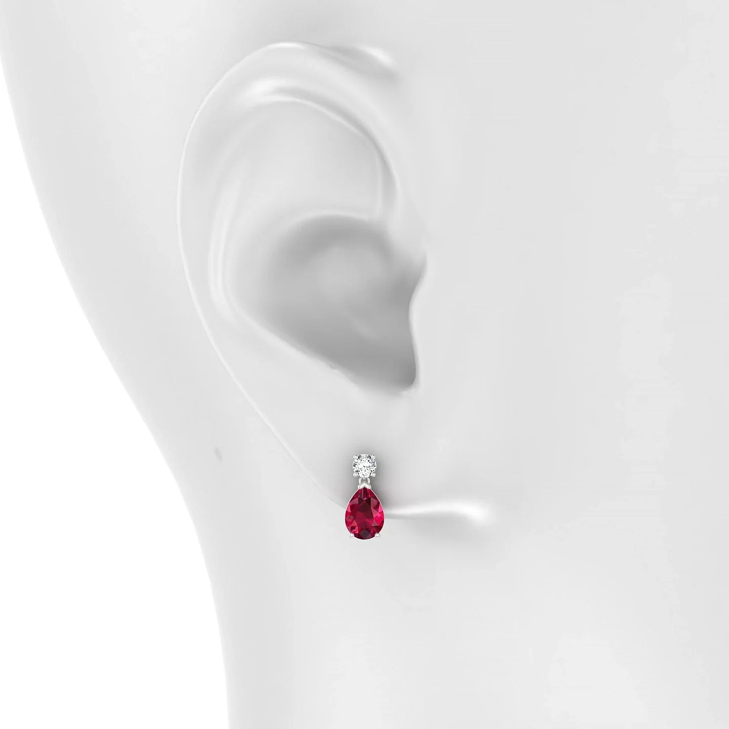 Flicker | 18k White Gold 7 x 5 mm Pear Ruby Earrings