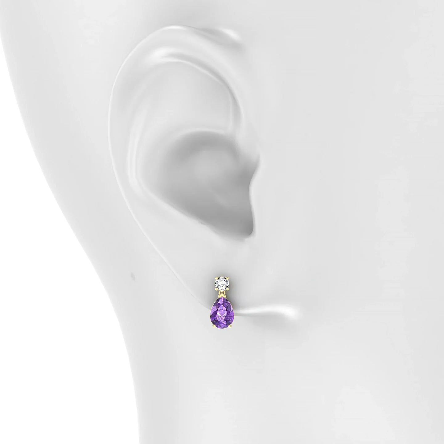 Flicker | 18k Yellow Gold 7 x 5 mm Pear Amethyst Earrings
