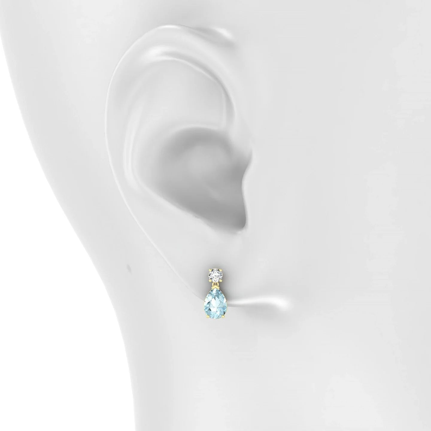 Flicker | 18k Yellow Gold 7 x 5 mm Pear Aquamarine Earrings