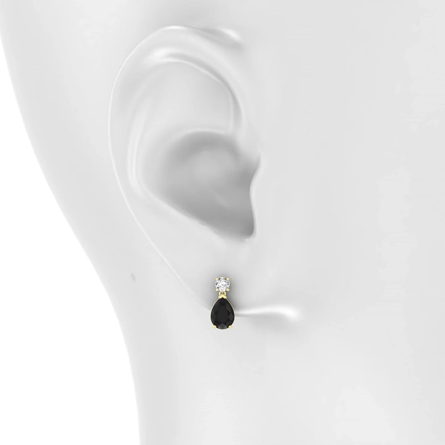 Flicker | 18k Yellow Gold 7 x 5 mm Pear Black Diamond Earrings
