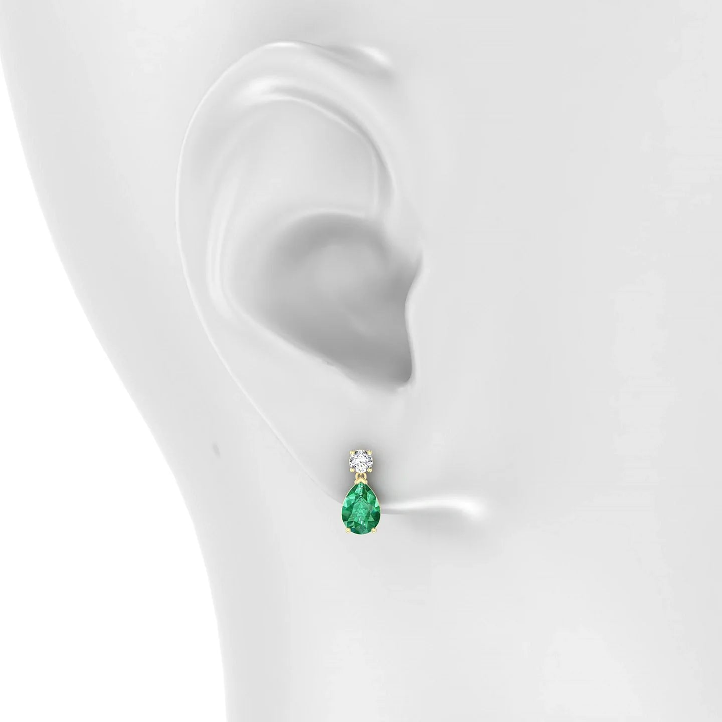 Flicker | 18k Yellow Gold 7 x 5 mm Pear Emerald Earrings