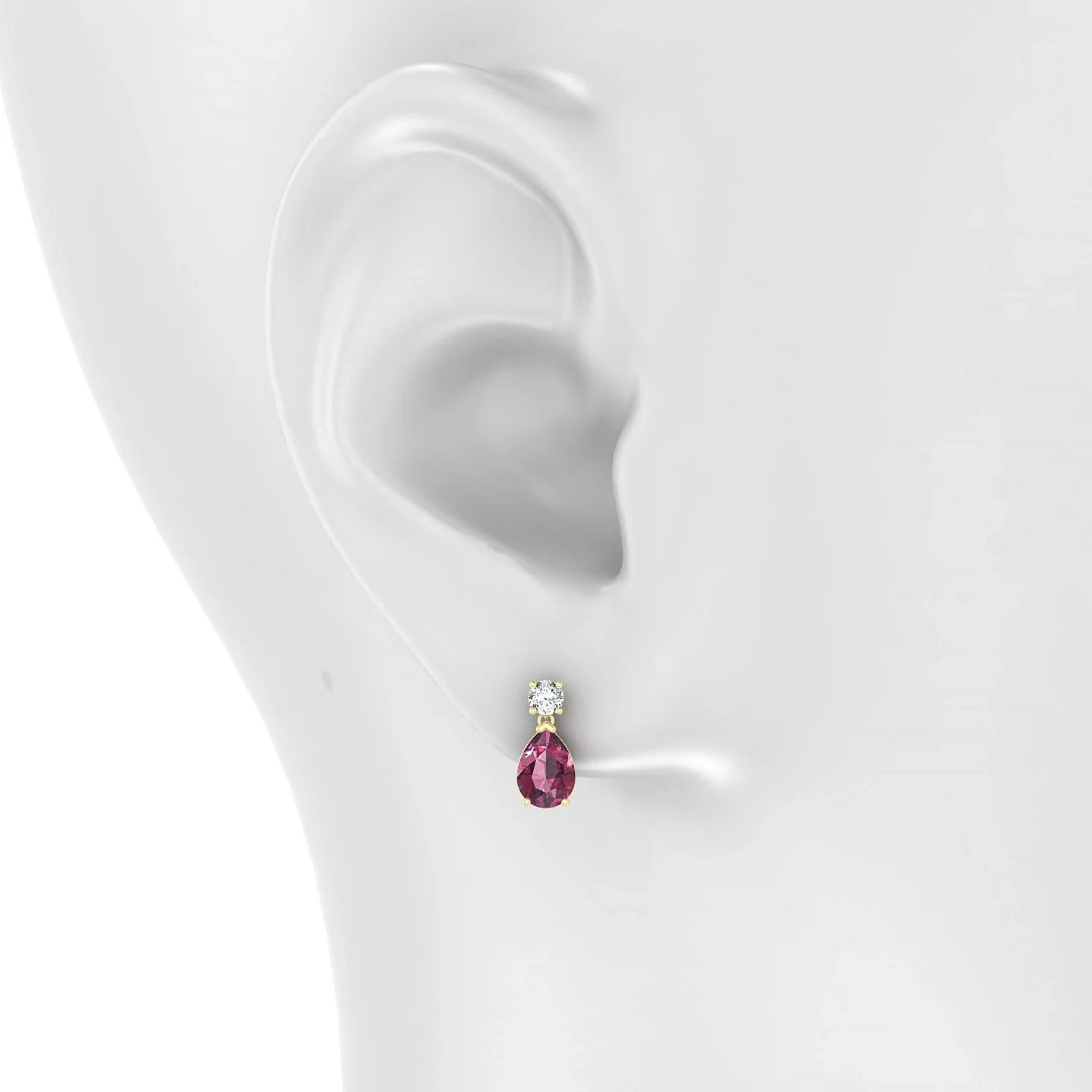 Flicker | 18k Yellow Gold 7 x 5 mm Pear Rhodolite Earrings