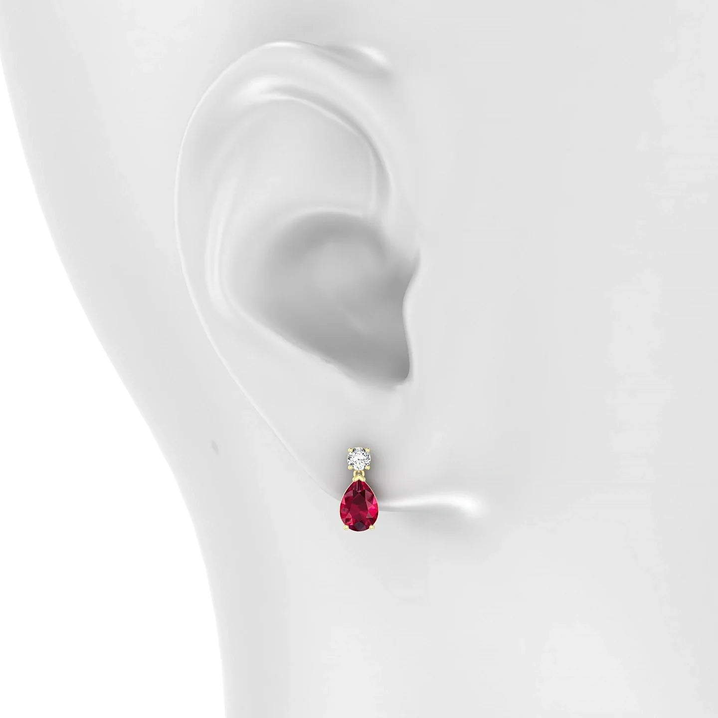 Flicker | 18k Yellow Gold 7 x 5 mm Pear Ruby Earrings