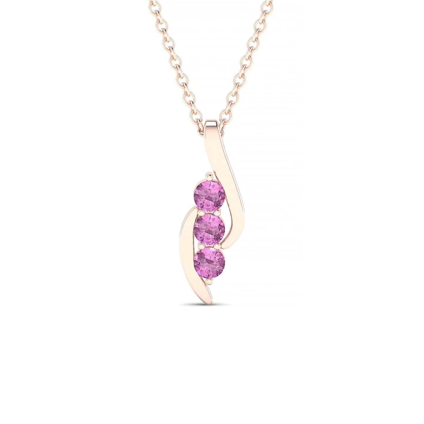 Flow | 18k Rose Gold 2.5 mm Round Pink Sapphire Pendant