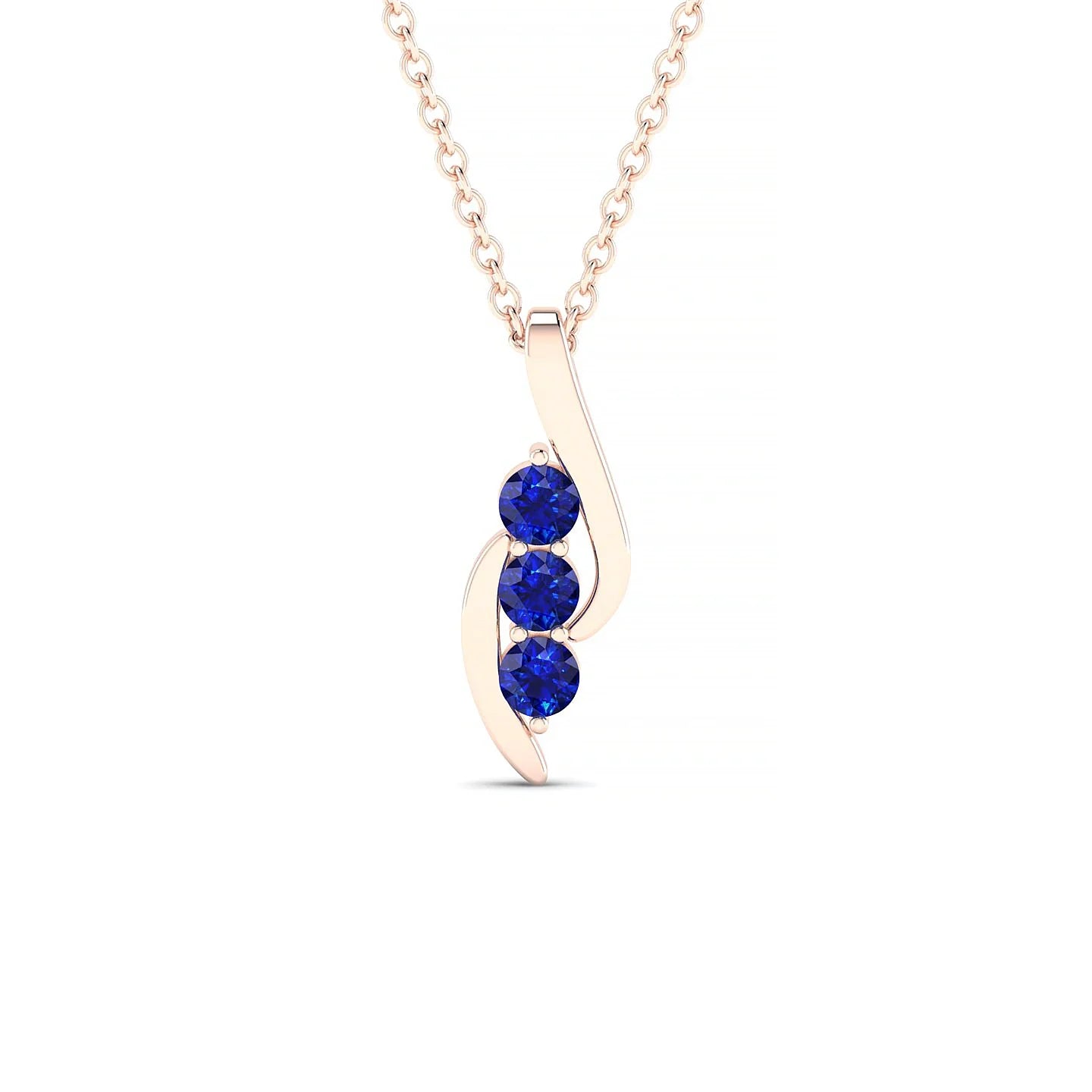 Flow | 18k Rose Gold 2.5 mm Round Sapphire Pendant